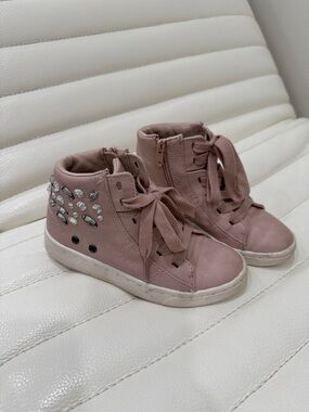 Zara Pink High-Top Kids Sneakers with Rhinestones